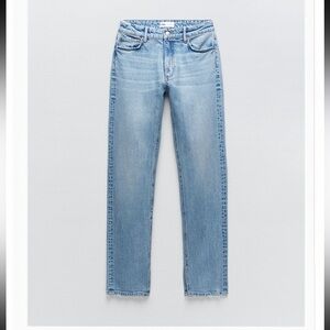 Zara split slim blue jeans